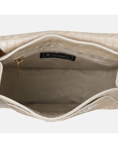 DOROTI - Beżowa lakierowana listonoszka skórzana