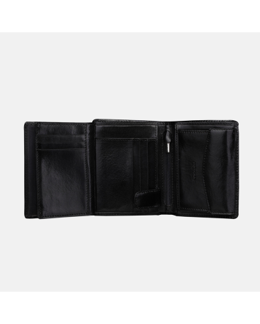 Elegancki męski portfel skórzany z tłoczeniem - czarny kolor