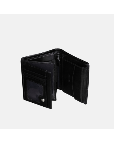 Elegancki męski portfel skórzany z tłoczeniem - czarny kolor