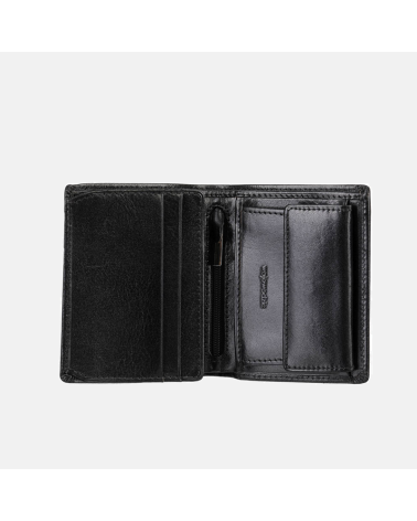 Klasyczny męski portfel skórzany w czarnym kolorze - duża ilość kieszonek
