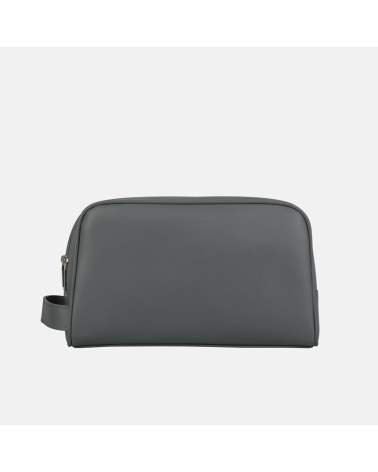 Popielata kosmetyczka skórzana