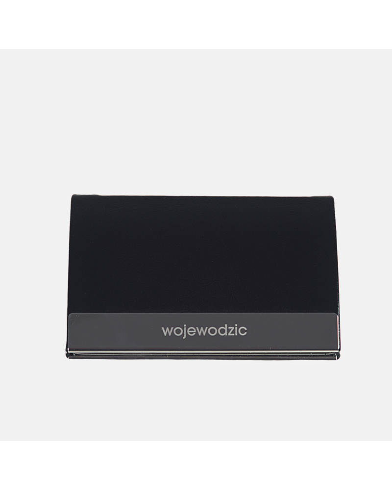 Eleganckie skórzane etui na wizytówki - czarny wizytownik
