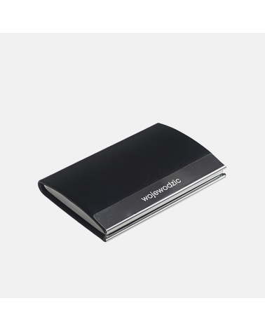 Eleganckie skórzane etui na wizytówki - czarny wizytownik