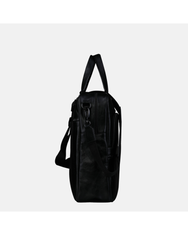 Czarna klasyczna teczka z licowej skóry naturalnej