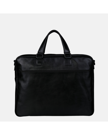 Czarna klasyczna teczka z licowej skóry naturalnej