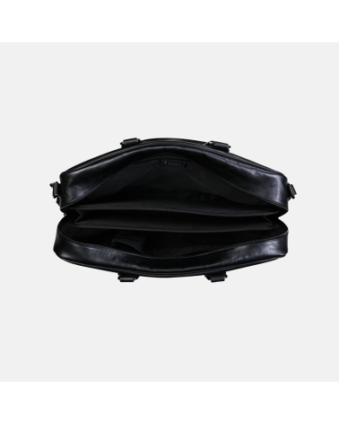 Czarna klasyczna teczka z licowej skóry naturalnej