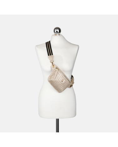 IDA - Beżowa nerka skórzana croco