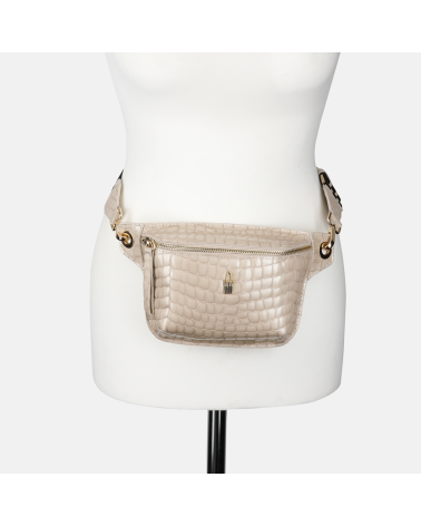 IDA - Beżowa nerka skórzana croco