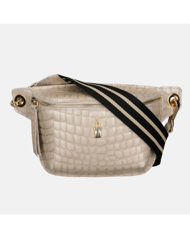 IDA - Beżowa nerka skórzana croco