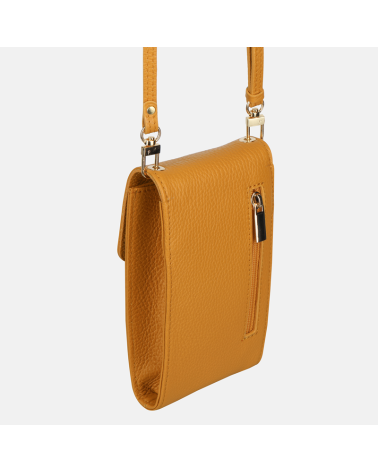RUBY - Żółta torebka na smartfon skórzana