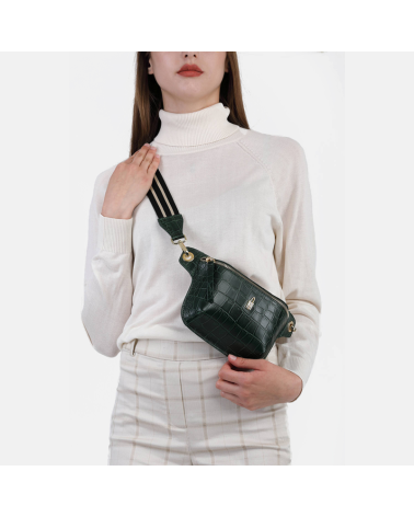 IDA - Zielona nerka skórzana croco