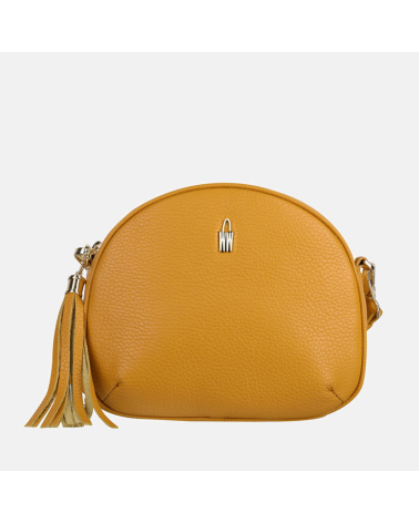 Mała torebka żółta skórzana typu crossbody