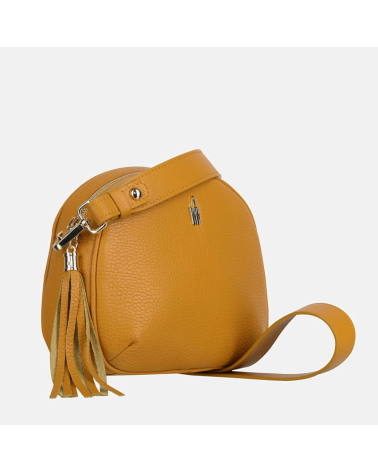 Mała torebka żółta skórzana typu crossbody