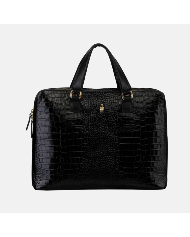 PAULA - Czarna teczka skórzana